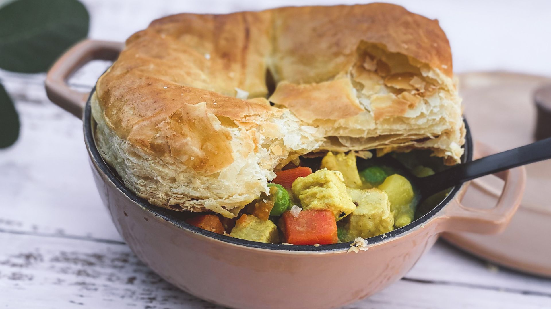 Chicken pot pie open